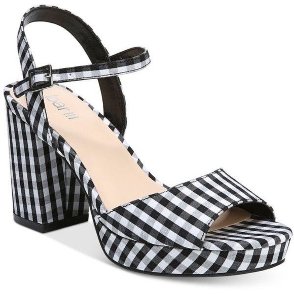Bar III Calista Platform Sandal Gingham NWT 8.5 - Picture 3 of 3